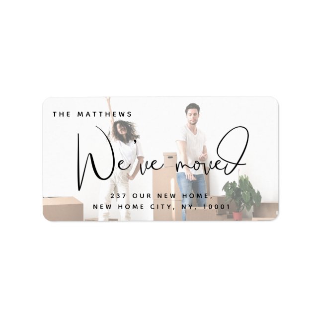 Etiqueta Hemos movido la nueva dirección de cambio de foto  (Frente)