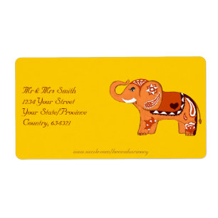 Etiqueta Henna Elephant (Naranja/Rojo)