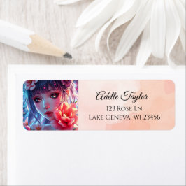 Etiqueta Hermosa Anime Chica Glitchcore Floral