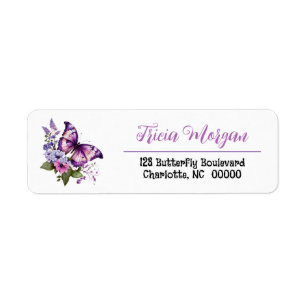 Etiqueta Hermosa dirección de retorno floral de mariposa mo