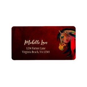 Etiqueta Hermosa dirección del caballo rojo de incendios