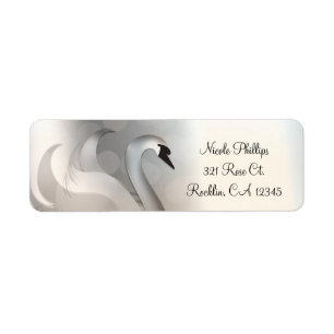 Etiqueta Hermosa invitación elegante de cisne blanco y plat