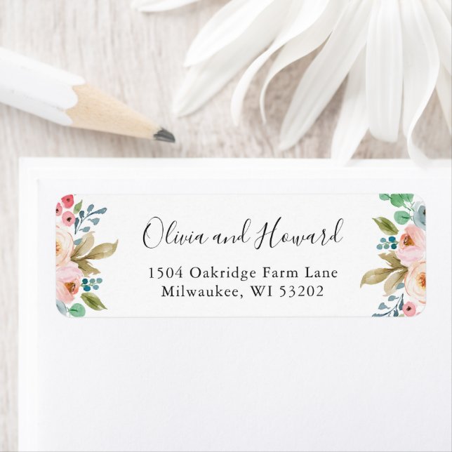 Etiqueta Hermosa Moda de acuarela botánica floral (In situ)