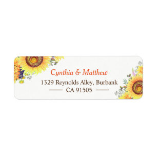 Etiqueta Hermosa Moda elegante de girasoles blancos amarill