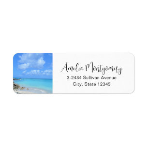 Etiqueta Hermosa Playa Tropical Turquesa - Dirección