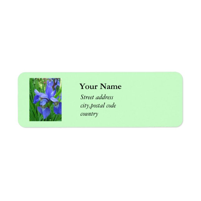 Etiqueta hermosas flores de iris azules (Frente)