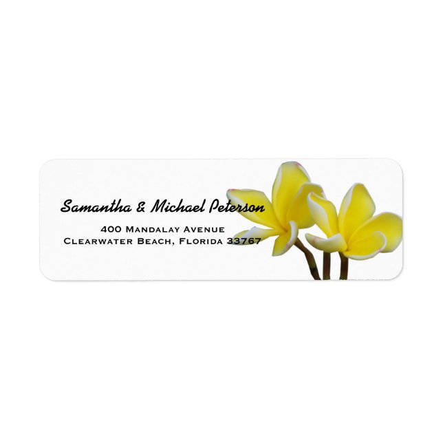 Etiqueta Hermosas flores tropicales de Plumeria (Frente)
