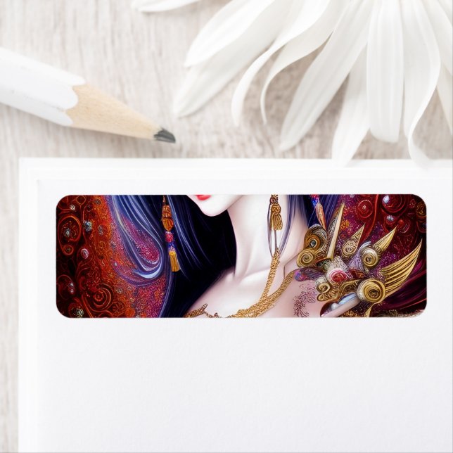 Etiqueta Hermoso Chica japonés Gótico Fantasía Triptych (In situ)