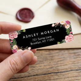 Etiqueta Hermoso envolvimiento floral blanco negro clásico