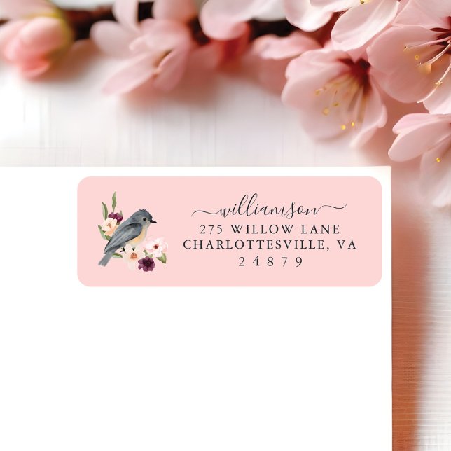 Etiqueta Hermoso estilo bohemio acuarela (Beautiful Bohemian Style Watercolor Bird & Branch Label)