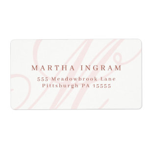 Etiqueta Hermoso Monograma Minimalista