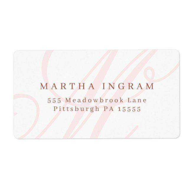 Etiqueta Hermoso Monograma Minimalista (Frente)