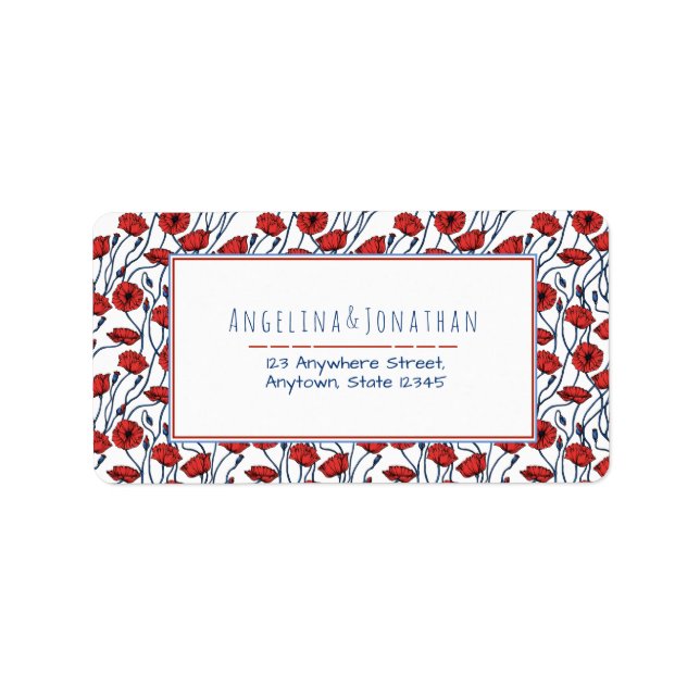 Etiqueta Hermoso patrón de amapola (Frente)