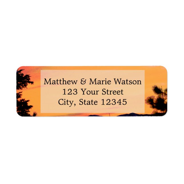 Etiqueta Hermoso Sunset de Montaña (Frente)