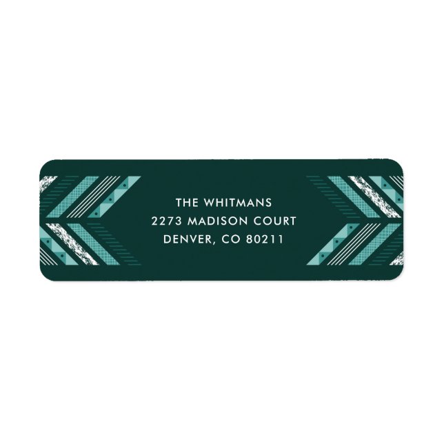 Etiqueta Herringbone Band Address Label - Teal (Frente)