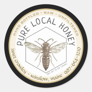 Etiqueta Hexagon Honeybee Honey Beekeepers