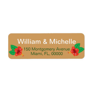 Etiqueta Hibiscus Luau Bride y Groom