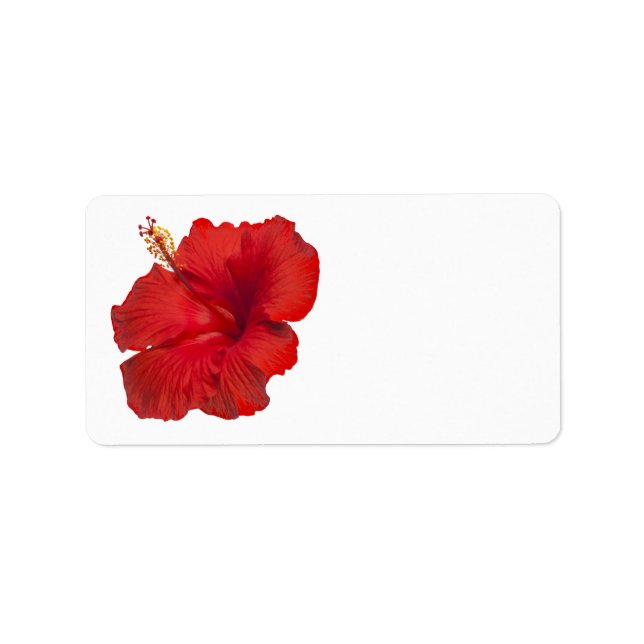Etiqueta Hibiscus rojo en blanco - Plantilla personalizada (Frente)