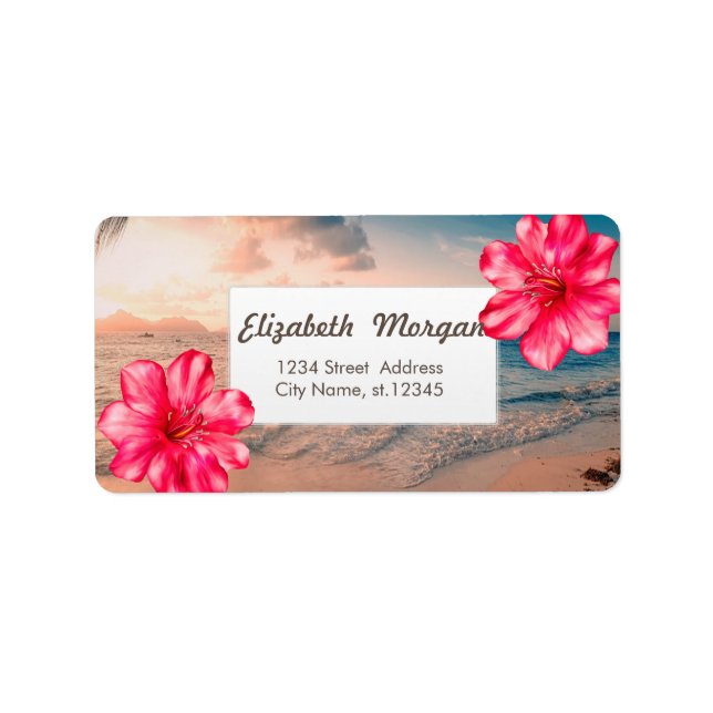 Etiqueta Hibiscus Tropical Hawai, Mar (Frente)