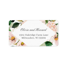 Etiqueta Hidrangea de color agua Rubor Floral rosa elegante