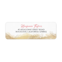 Etiqueta Hierba de las Pampas Acuarela Exótico