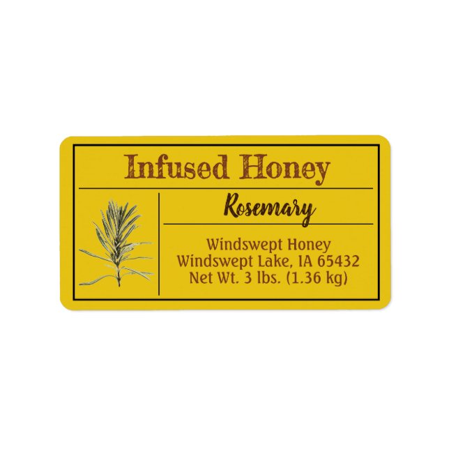 Etiqueta Hierba Rosemary Infusada Honey Jar (Frente)