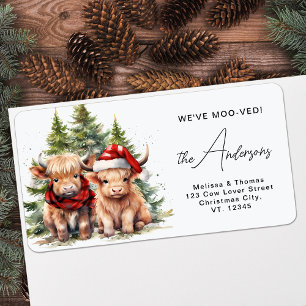 Etiqueta Highland Cow WinReturn Address Holiday Moving