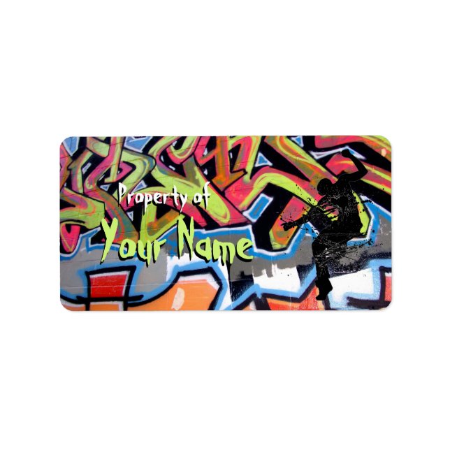 Etiqueta Hip Hop Graffiti Propiedad Personalizada De (Frente)