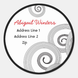 Etiqueta Hip Retro Black Swirl y Red Address