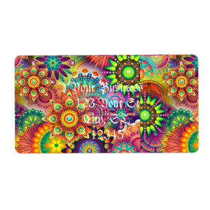 Etiqueta Hippie Groovy Techno Psychedelic Thunder_Cove