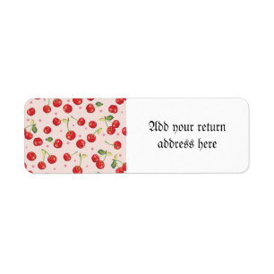 Etiqueta Hipster, retro, cereza, patrón, rojo, rosa, pálido