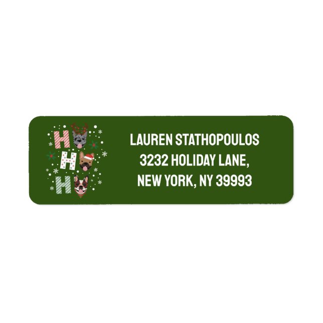 Etiqueta Ho Ho Ho Ho Bulldog francés Feliz Navidad (Frente)