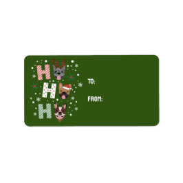 Etiqueta Ho Ho Ho Ho Bulldog francés Feliz Navidad