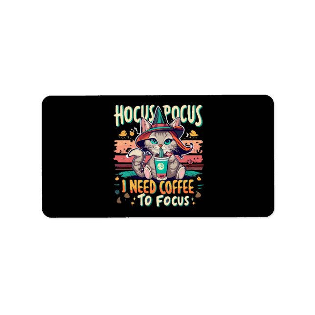 Etiqueta Hocus Focus - Necesito café para concentrarme (Frente)