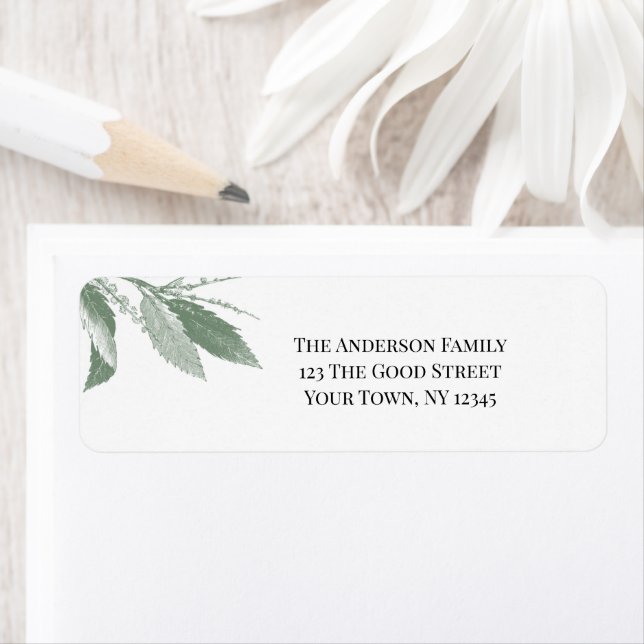 Etiqueta Hojas botánicas verdes (In situ)