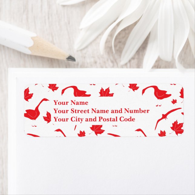 Etiqueta Hojas Canadá de Geese y Maple - Bandera canadiense (In situ)