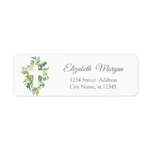 Etiqueta Hojas Cruz Floral Primera Comunión