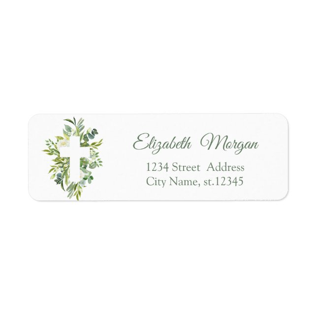 Etiqueta Hojas Cruz Floral Primera Comunión (Frente)