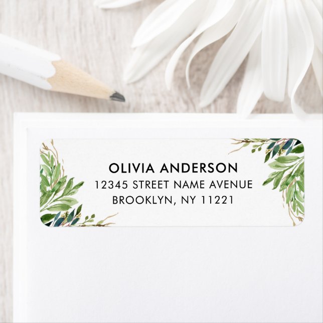 Etiqueta Hojas de acuarela de eucalipto botánico (In situ)