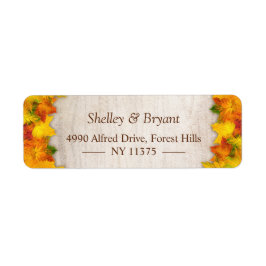 Etiqueta Hojas de arce de Naranja de oro rustico otoñal