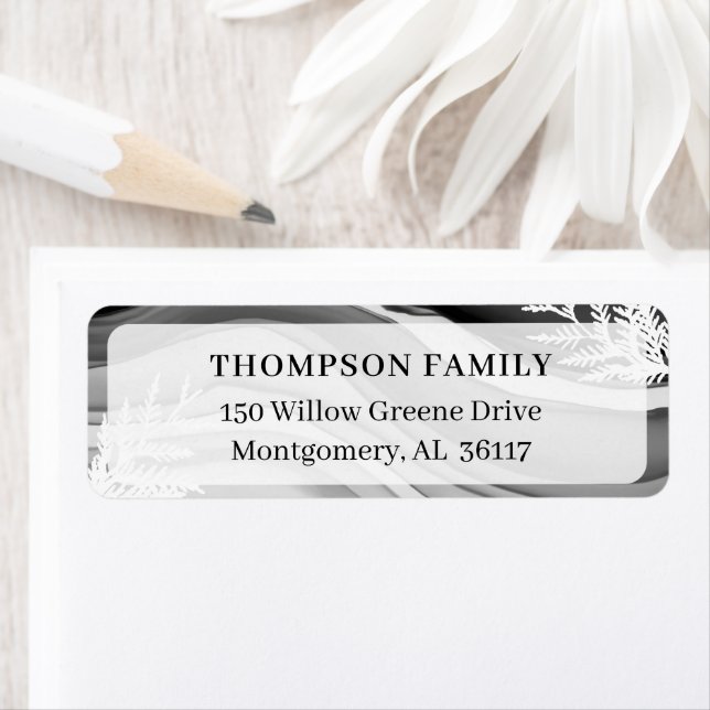 Etiqueta Hojas de cedro modernas y artísticas y tinta negra (In situ)