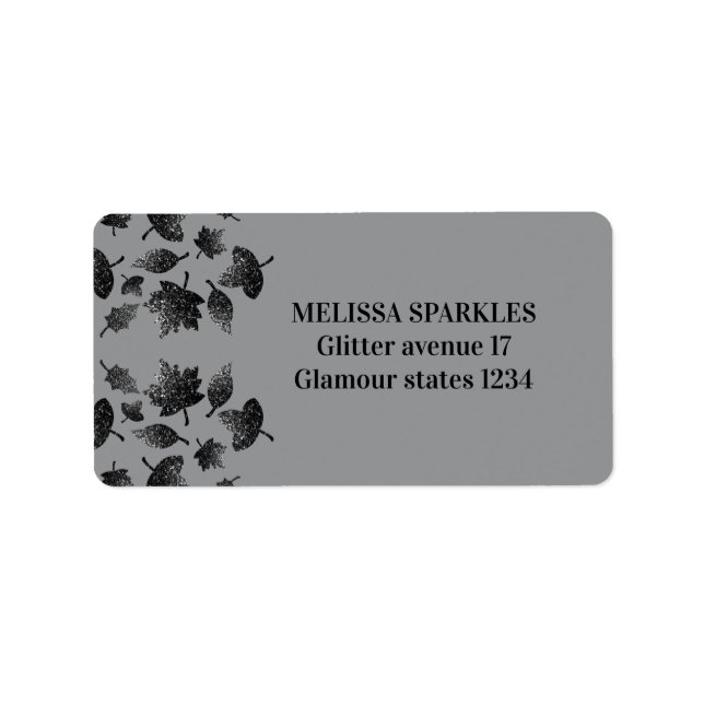 Etiqueta Hojas de plata gris espárragos caen patrón otoño (Frente)