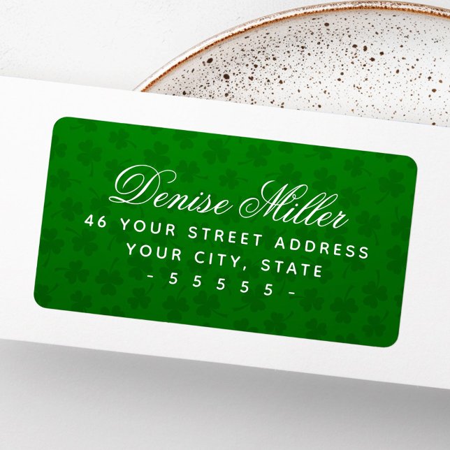 Etiqueta Hojas de trébol verde suerte día de San Patricio (Lucky clover leaves green St Patrick's day Label)