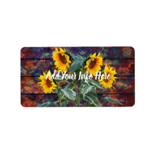 Etiqueta Hojas rusas de otoño y girasoles