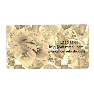 Etiqueta Hojas tropicales de sepia beige retro