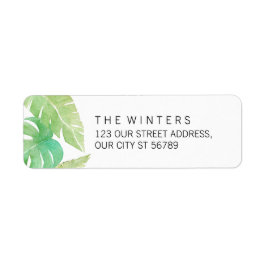 Etiqueta Hojas tropicales en acuarela