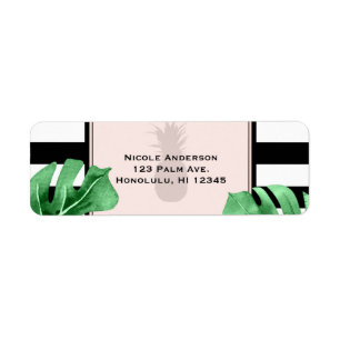 Etiqueta Hojas Tropicales & Piña Boda Elegante