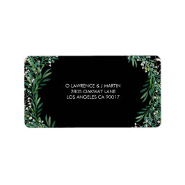 Etiqueta Hojas verdes y flores negras