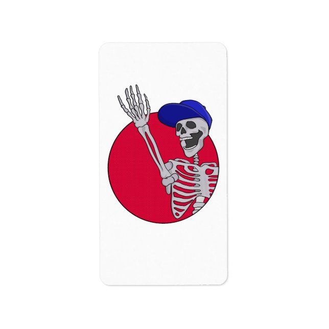 Etiqueta Hola amigos Guay y Funny Skeleton (Frente)
