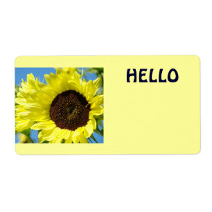 Etiqueta Hola flores amarillas de Sun de los girasoles de